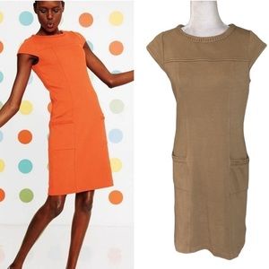 Boden Tan Pique Ottoman Stretch Pocket Sheath Dress - 10 L